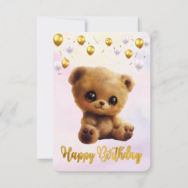 Carte postale "Joyeux anniversaire" avec un ours e (Devant)
