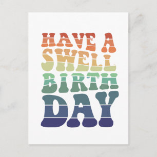 Carte Postale Joyeux anniversaire avec une typographie arc-en-ci