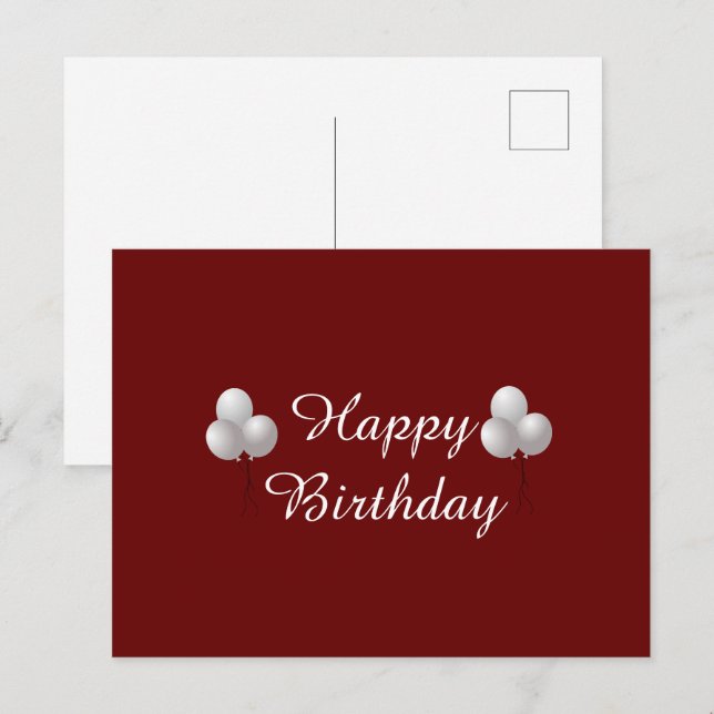 Carte Postale Joyeux Anniversaire, Ballons de Célébration (Devant / Derrière)