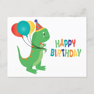 Carte Postale Joyeux Anniversaire Ballons Dinosaures