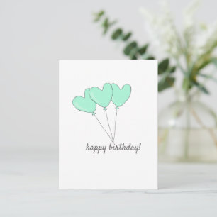 Carte Postale Joyeux Anniversaire - Ballons en forme de cœur sar