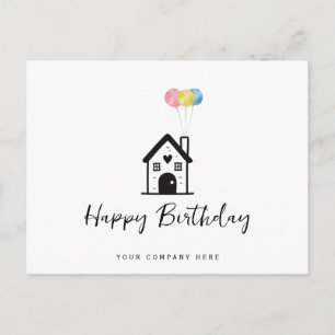 Carte Postale Joyeux Anniversaire Ballons Maison Immobilier