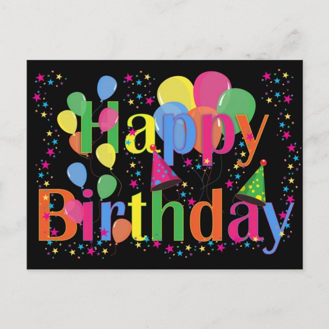 Carte Postale Joyeux anniversaire - balloons multi colour - post (Devant)