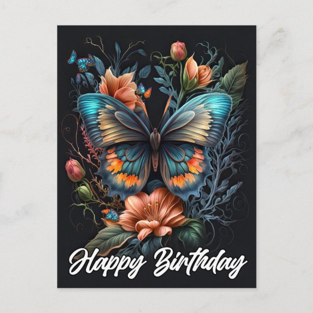 Carte Postale Joyeux anniversaire | Beau papillon (Devant)