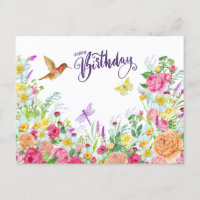 Joyeux Anniversaire Beaux Fleurs de Jardin Aquarel