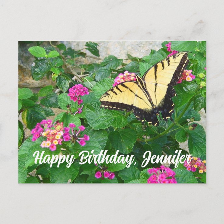 Carte Postale Joyeux Anniversaire Belle Fleurs Papillon Zazzle Fr