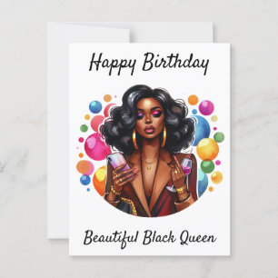 Carte Postale Joyeux Anniversaire Belle Reine Noire Sœur Mélanin