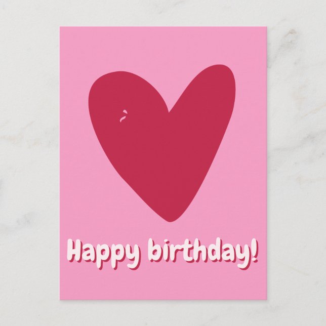 Carte Postale Joyeux anniversaire - Big Raspberry Pink Heart (Devant)