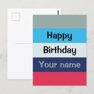 Carte Postale Joyeux Anniversaire Bleu Et Bourgogne