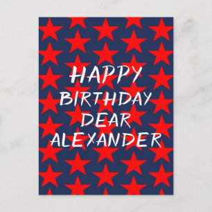 Carte Postale Joyeux Anniversaire Bleu Et Rouge 