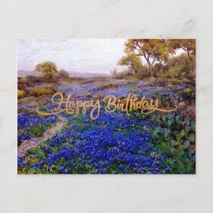 Carte Postale Joyeux anniversaire, Bluebonnets à Twilight,