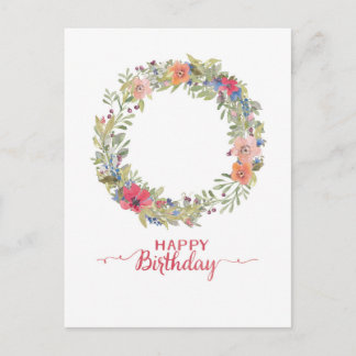 Carte Postale Joyeux anniversaire Blumenkranz Aquarell