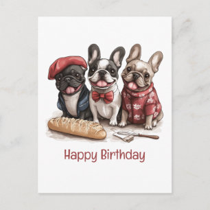 Carte Postale Joyeux Anniversaire Bonjour Bouledogues Français