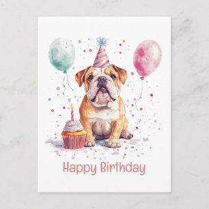 Carte Postale Joyeux Anniversaire Bouledogue Anglais