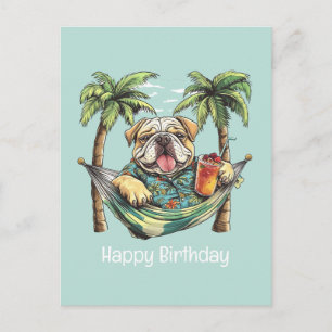 Carte Postale Joyeux Anniversaire Bouledogue Anglais En Haut Haw