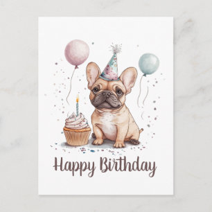 Carte Postale Joyeux Anniversaire Bouledogue Français