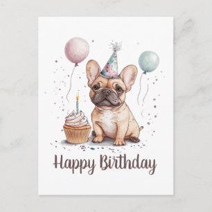 Carte Postale Joyeux Anniversaire Bouledogue Français