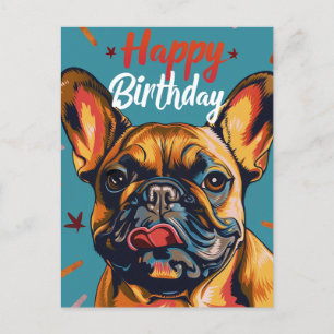 Carte Postale Joyeux Anniversaire Bouledogue Français
