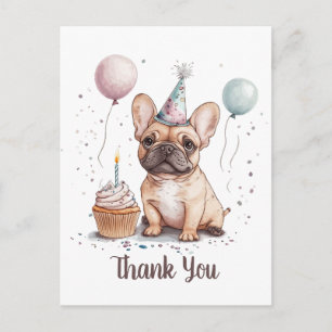 Carte Postale Joyeux Anniversaire Bouledogue Français Merci