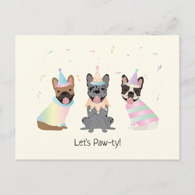 Carte Postale Joyeux Anniversaire Bouledogues Français (Devant)