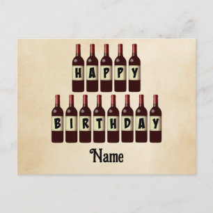 Carte Postale Joyeux Anniversaire Bouteilles de vin rouge Custom