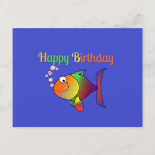 Carte Postale Joyeux anniversaire, Bubbles le modèle de poisson