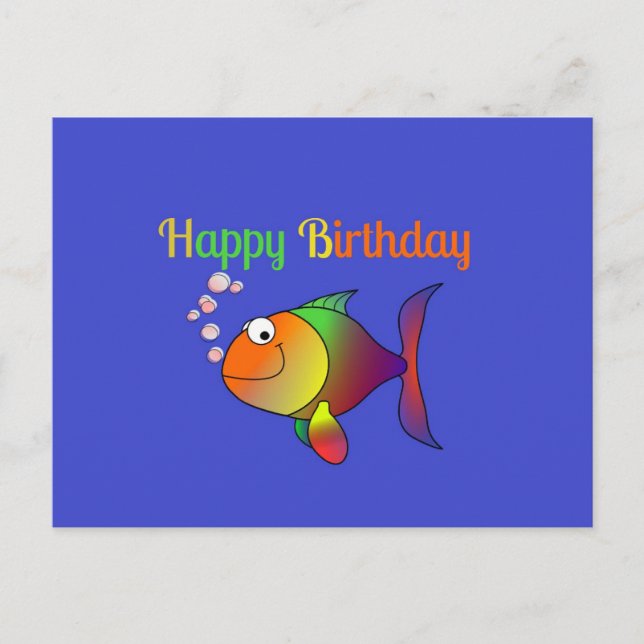 Carte Postale Joyeux anniversaire, Bubbles le modèle de poisson (Devant)