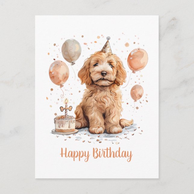 Carte Postale Joyeux Anniversaire Cake d'anniversaire de chien G (Devant)