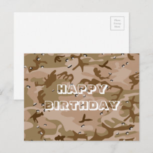 Carte Postale Joyeux Anniversaire Camouflage Marron Désert Abstr