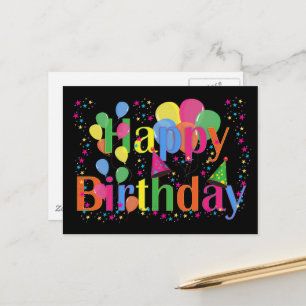 Carte Postale Joyeux Anniversaire, célébration festive d'anniver