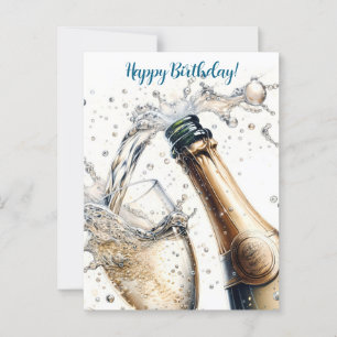 Carte Postale Joyeux anniversaire champagne pétillant