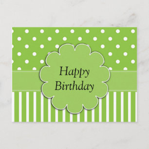 Carte Postale Joyeux anniversaire - Chartreuse et design blanc