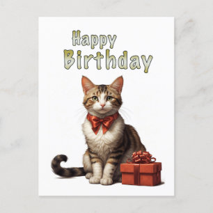Carte Postale joyeux anniversaire chat
