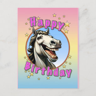 Carte Postale joyeux anniversaire cheval