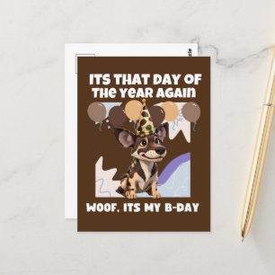 Carte Postale Joyeux anniversaire chien africain mignon brun