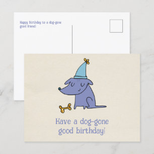 Carte Postale Joyeux Anniversaire Chien avec Chapeau de Fête 