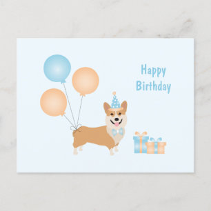 Carte Postale Joyeux Anniversaire Chien Corgi