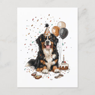 Carte Postale Joyeux Anniversaire Chien de Montagne Bernois