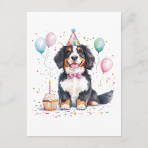 Carte Postale Joyeux Anniversaire Chien de Montagne Bernois