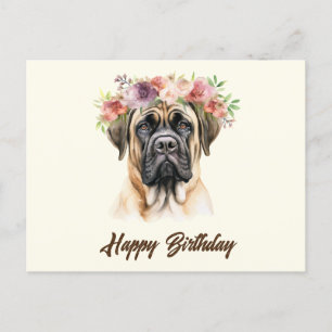 Carte Postale Joyeux Anniversaire Chien Mastiff Anglais avec des