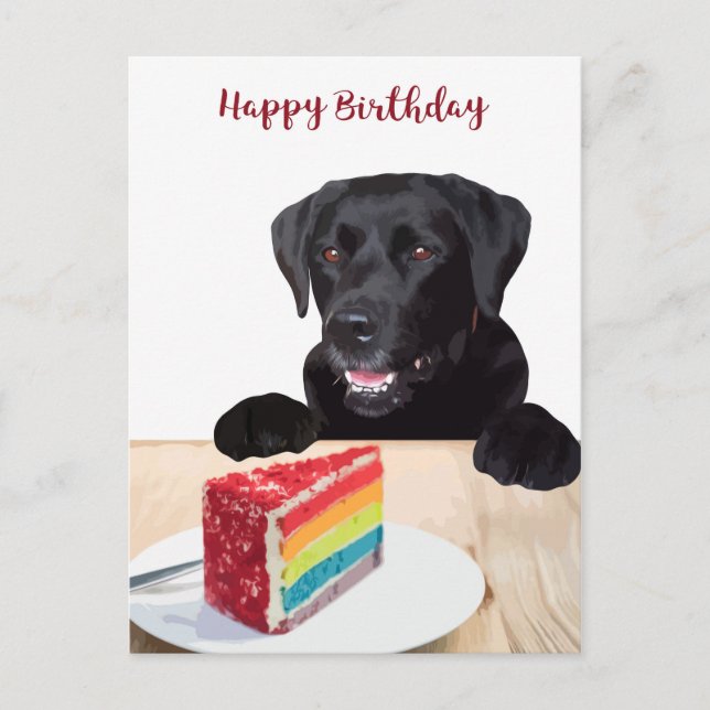 Carte Postale Joyeux anniversaire chien mignon - Labrador Retrie (Devant)