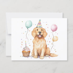 Carte Postale Joyeux Anniversaire Chien Retriever Doré