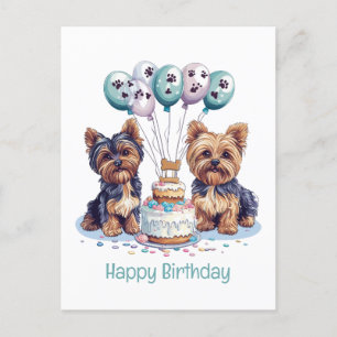 Carte Postale Joyeux Anniversaire Chien Yorkie