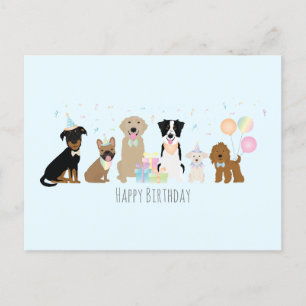 Carte Postale Joyeux Anniversaire Chiens Bleus