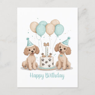 Carte Postale Joyeux Anniversaire Chiens Caniches Standards
