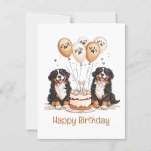 Carte Postale Joyeux Anniversaire Chiens de Montagne Bernois