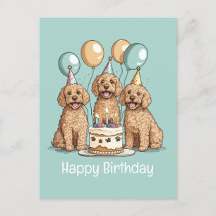 Carte Postale Joyeux Anniversaire Chiens Goldendoodle