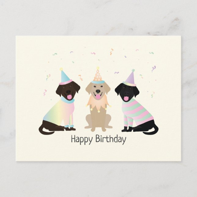Carte Postale Joyeux Anniversaire Chiens Labrador Retriever (Devant)