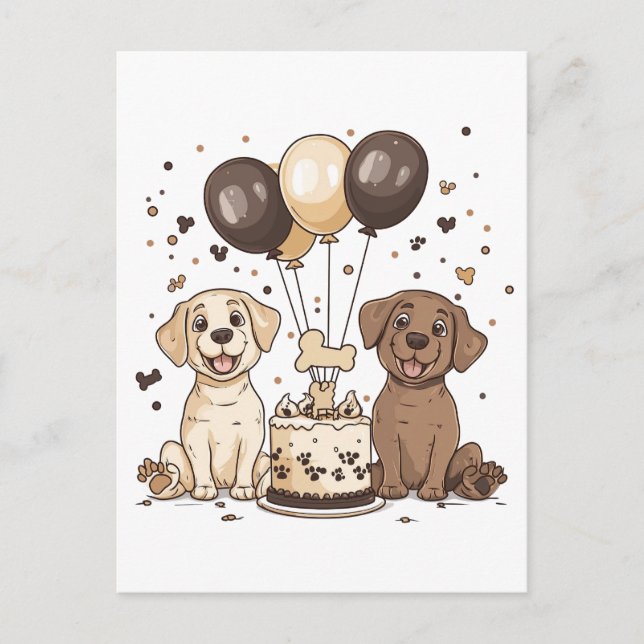 Carte Postale Joyeux Anniversaire Chiens Labrador Retriever (Devant)