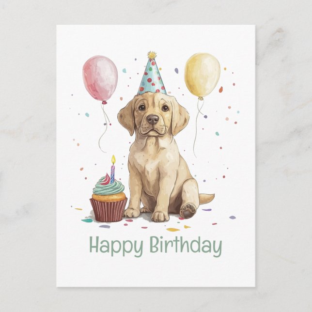 Carte Postale Joyeux Anniversaire Chiens Labrador Retriever (Devant)